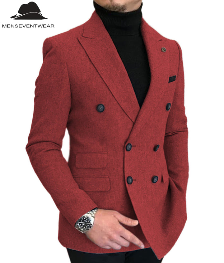 Men's Casual Tweed Notch Lapel Blazer mens event wear