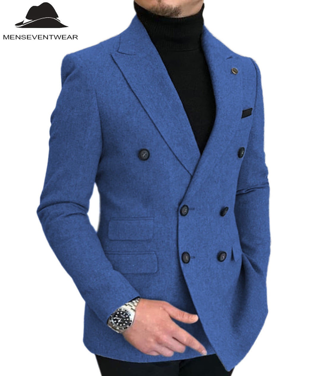 Men's Casual Tweed Notch Lapel Blazer mens event wear