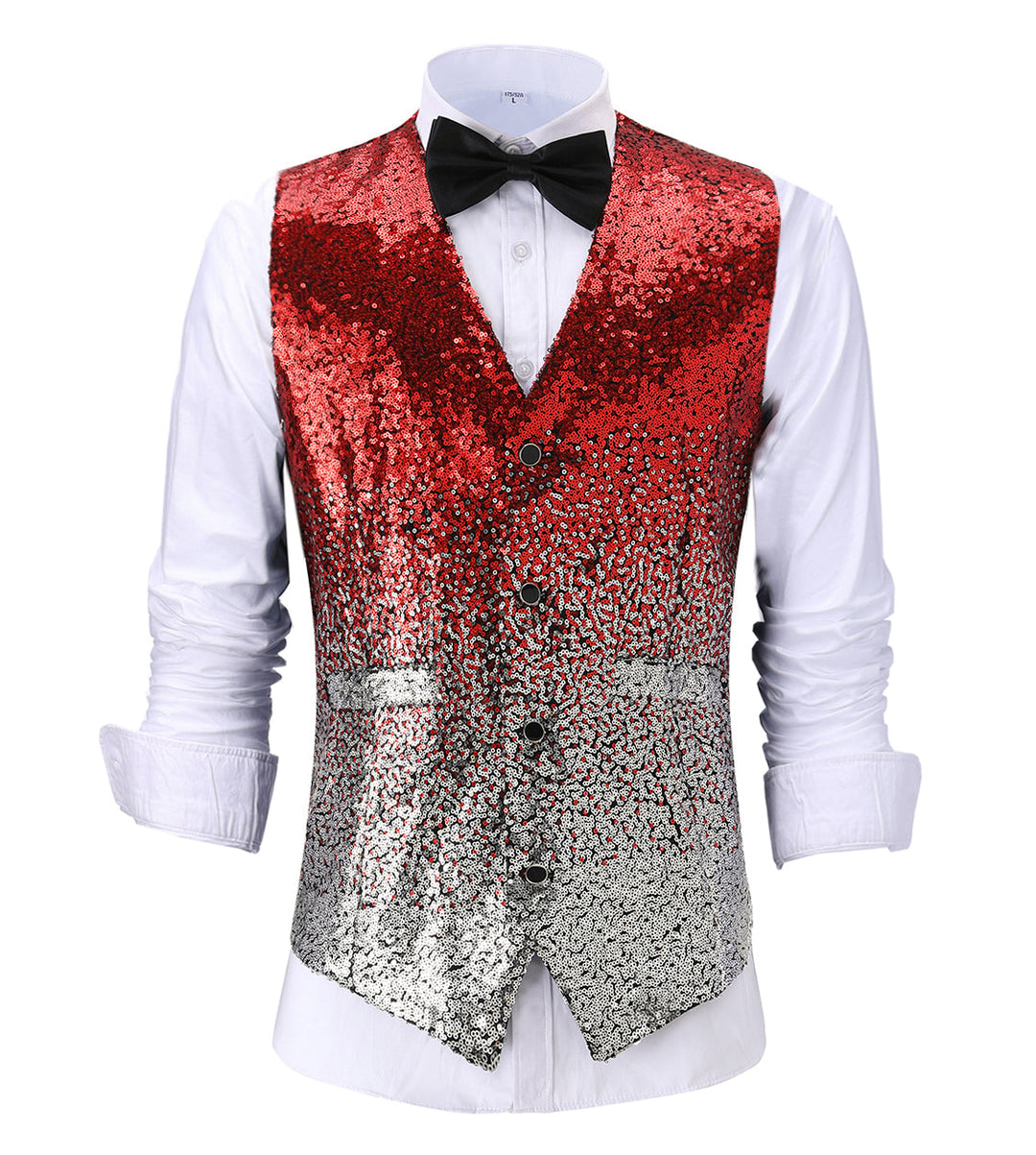 Men's Fashion Gradient Sequined Suit Vest V Neck Waistcoat mens event wear