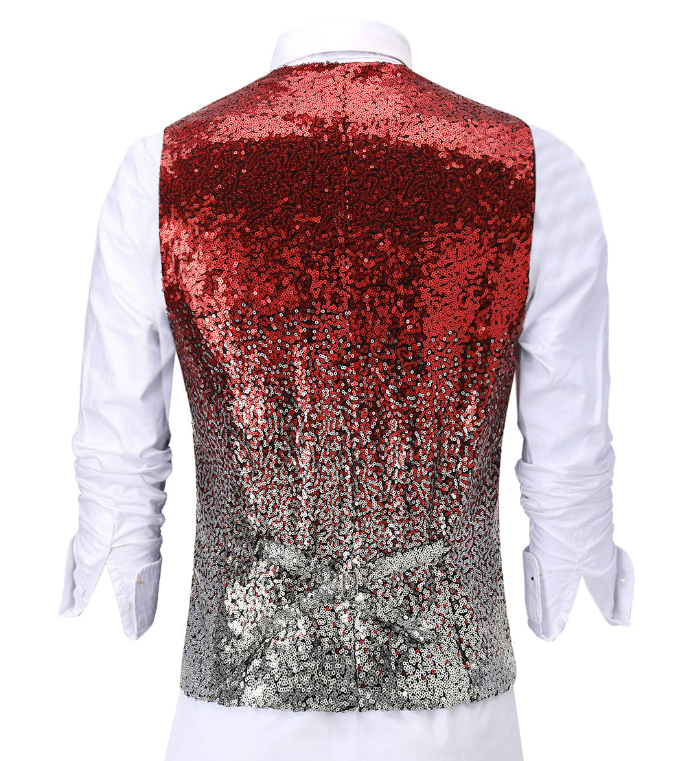 Men's Fashion Gradient Sequined Suit Vest V Neck Waistcoat mens event wear