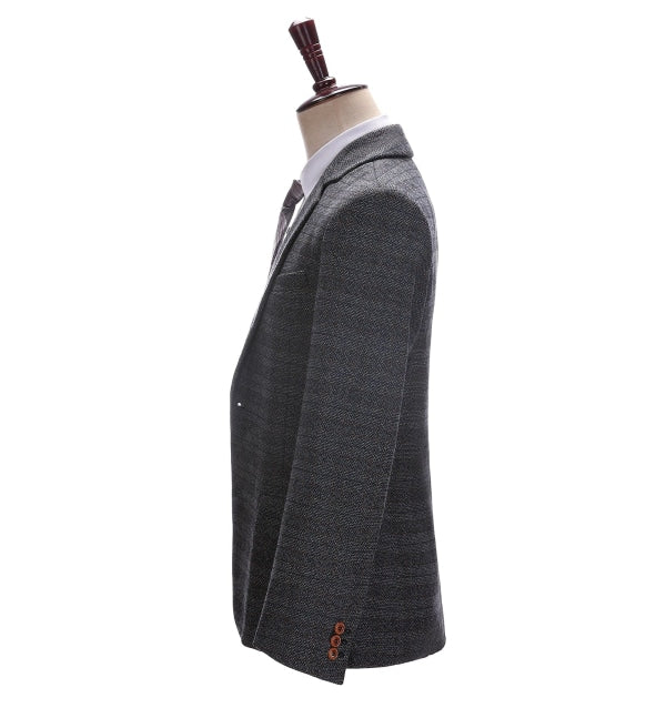 Men's Formal 3 Pieces Business Dark Grey Tweed Notch Lapel Suit (Blazer+vest+Pants) Adam Reed