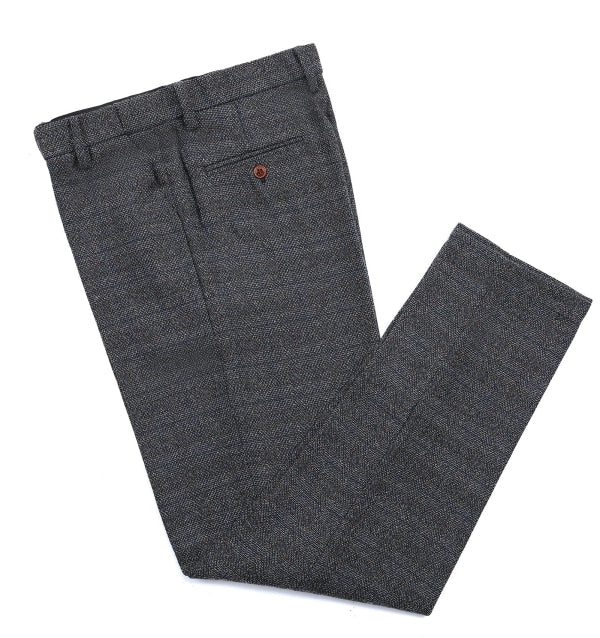 Men's Formal 3 Pieces Business Dark Grey Tweed Notch Lapel Suit (Blazer+vest+Pants) Adam Reed