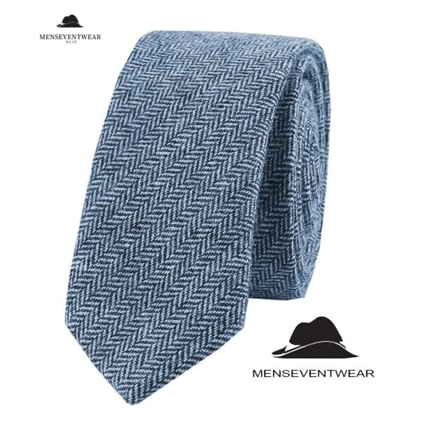 Men's Modern Fit Classic Fit Herringbone Tie Set menseventwear