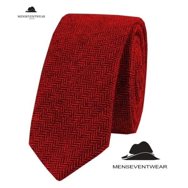 Men's Modern Fit Classic Fit Herringbone Tie Set menseventwear