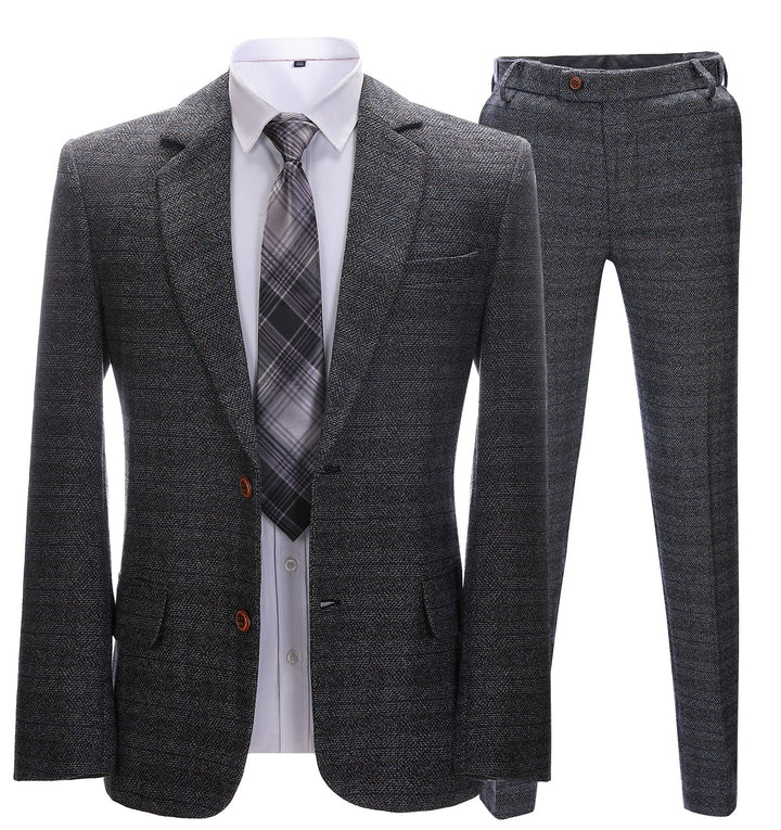 Mens Suit Business 2 Pieces Formal Black Plaid Notch Lapel Tuxedos (Blazer+Pants) mens event wear