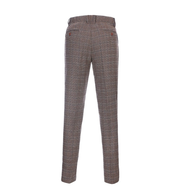 Mens Suit Business 2 Pieces Formal Brown Plaid Notch Lapel Tuxedos (Blazer+Pants) mens event wear