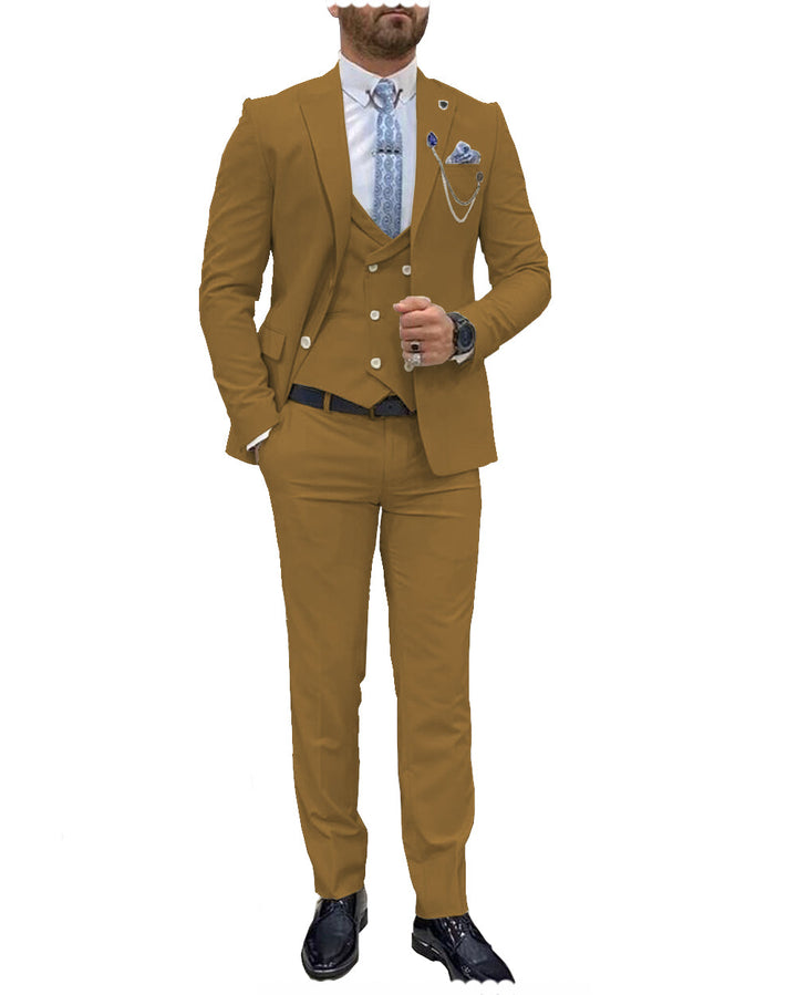 Trendy Flat Peak Lapel 3 Piece Men's Wedding Suit (Blazer + Vest + Pants) mens event wear