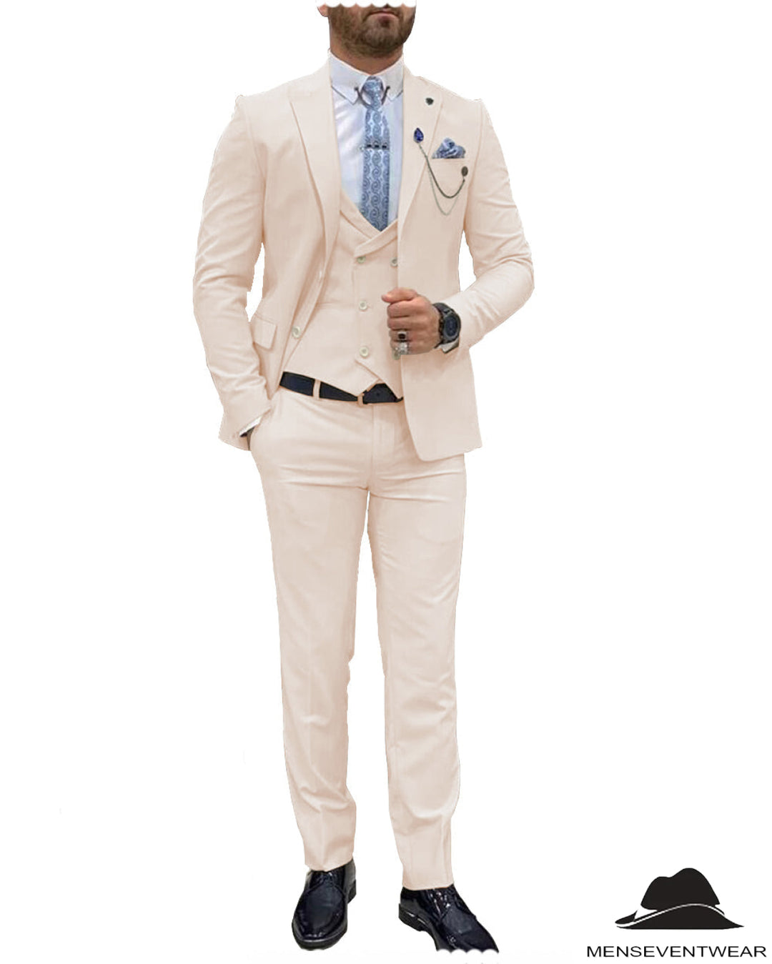 Trendy Flat Peak Lapel 3 Piece Men's Wedding Suit (Blazer + Vest + Pants) mens event wear