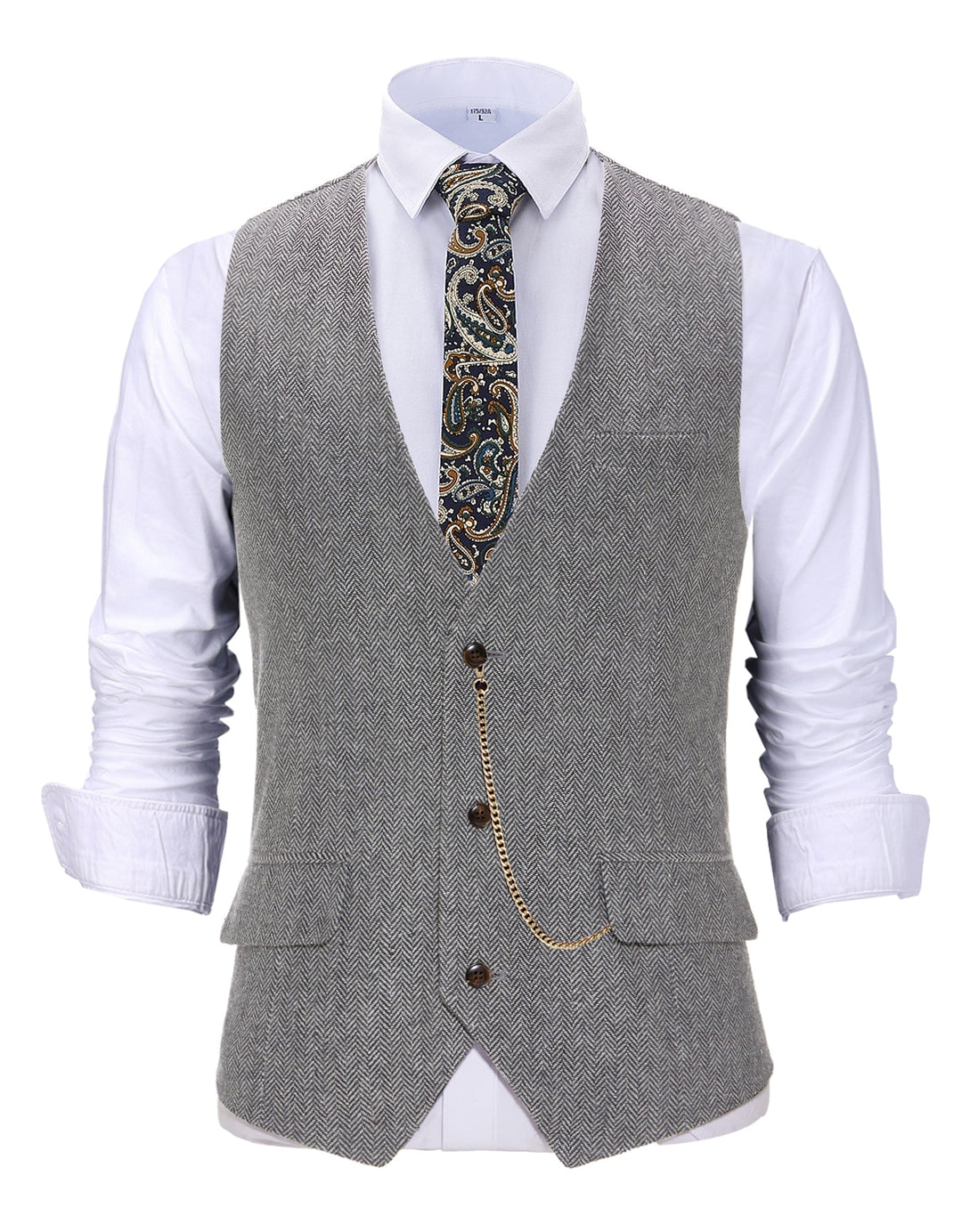 Vintage Classical Men's Slim Fit Herringbone V Neck Waistcoat mens event wear