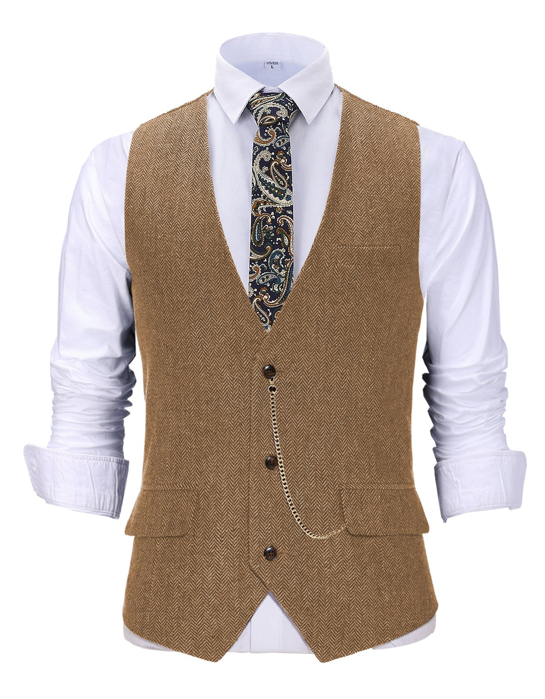 Vintage Classical Men's Slim Fit Herringbone V Neck Waistcoat mens event wear