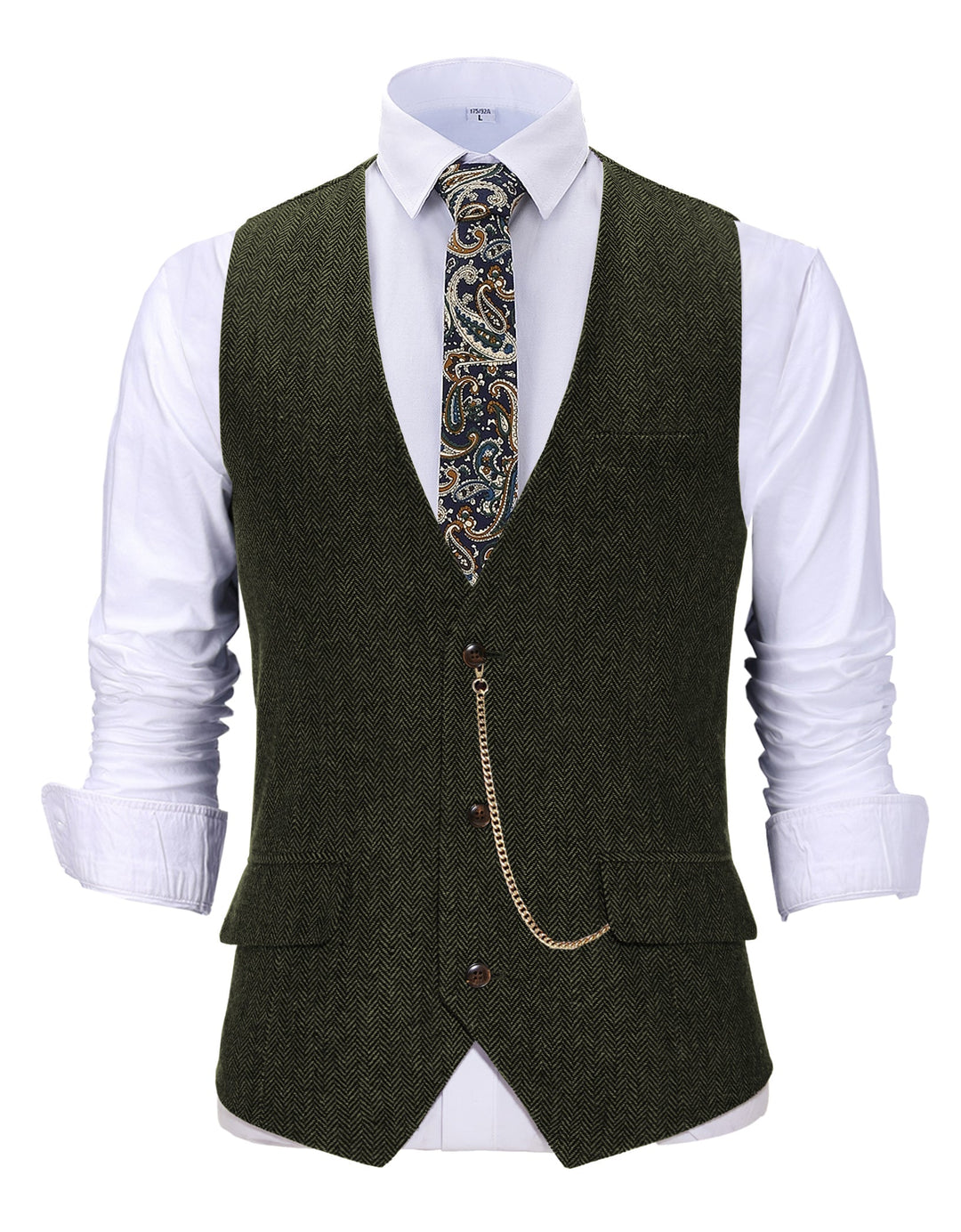 Vintage Classical Men's Slim Fit Herringbone V Neck Waistcoat mens event wear
