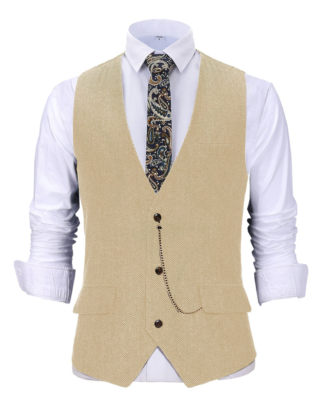 Vintage Classical Men's Slim Fit Herringbone V Neck Waistcoat mens event wear