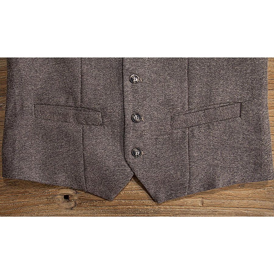 Nordisk Flair Mens Wool Herringbone Vest Premium Tailored Fit Waist Length For Formal Wear main image 0